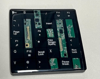 Recycled computer keys & circuit board coaster: Resin Tech Gift