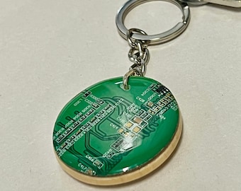 Recycled Circuit Board Keyring, Geek Tech Gift