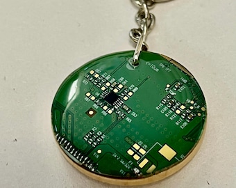 Recycled Computer Circuit Board Keyring, Geek Gift