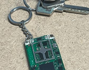 Recycled Circuit Board Keyring: Computer Geek Gift