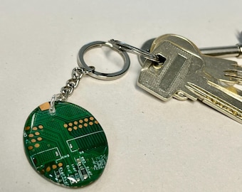 Recycled Circuit Board Keyring: Computer Geek Gift