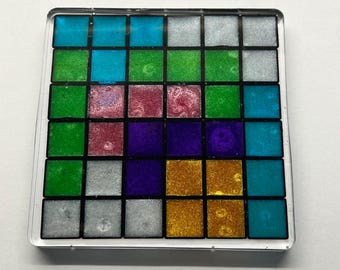 Recycled computer keys coaster, based on Tetris: Resin Tech Gift