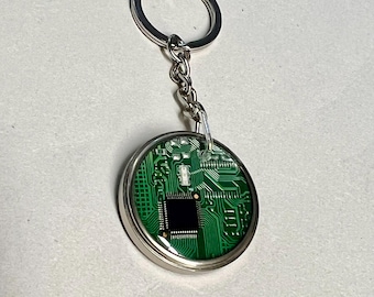 Recycled Circuit Board Keyring: Computer Geek Gift