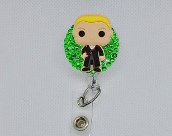 Draco Malfoy badge reel Harry Potter Slytherin retractable ID holder nurse teacher student tech gift idea Country Bear Crafting