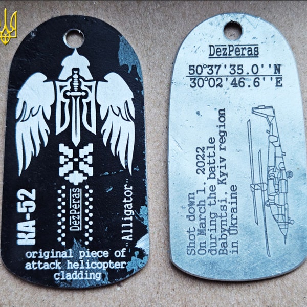 Keychains from Ka-52 "Alligator" attack helicopter with engravings Ukrainian collectibles from raw materials found in Ukraine.gifts for men