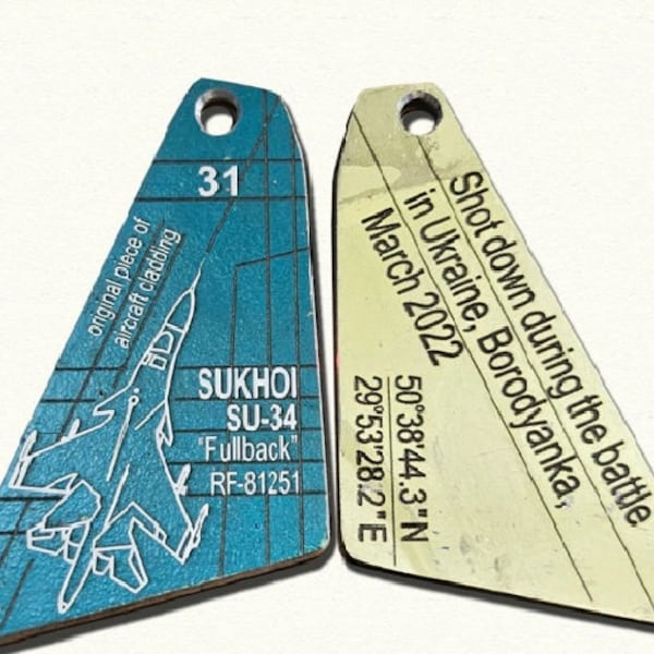 Keychain from plane SU34 found in Ukraine collectibles from raw materials found in Ukraine.gifts for men