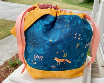 Autumn Foxes project bag zipper pouch