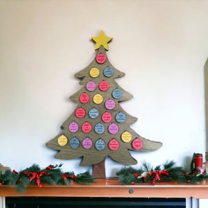 Christmas Tree Advent Calendar, Christmas Count Down Bucket List, Laser cut file, glowforge