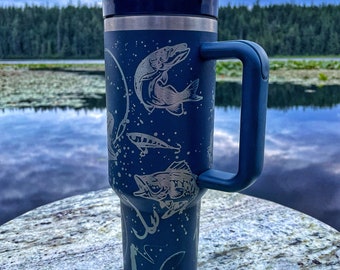 40 oz Fishing Tumbler Wrap, SVG file, Digital, Laser Engraving Cup Wrap