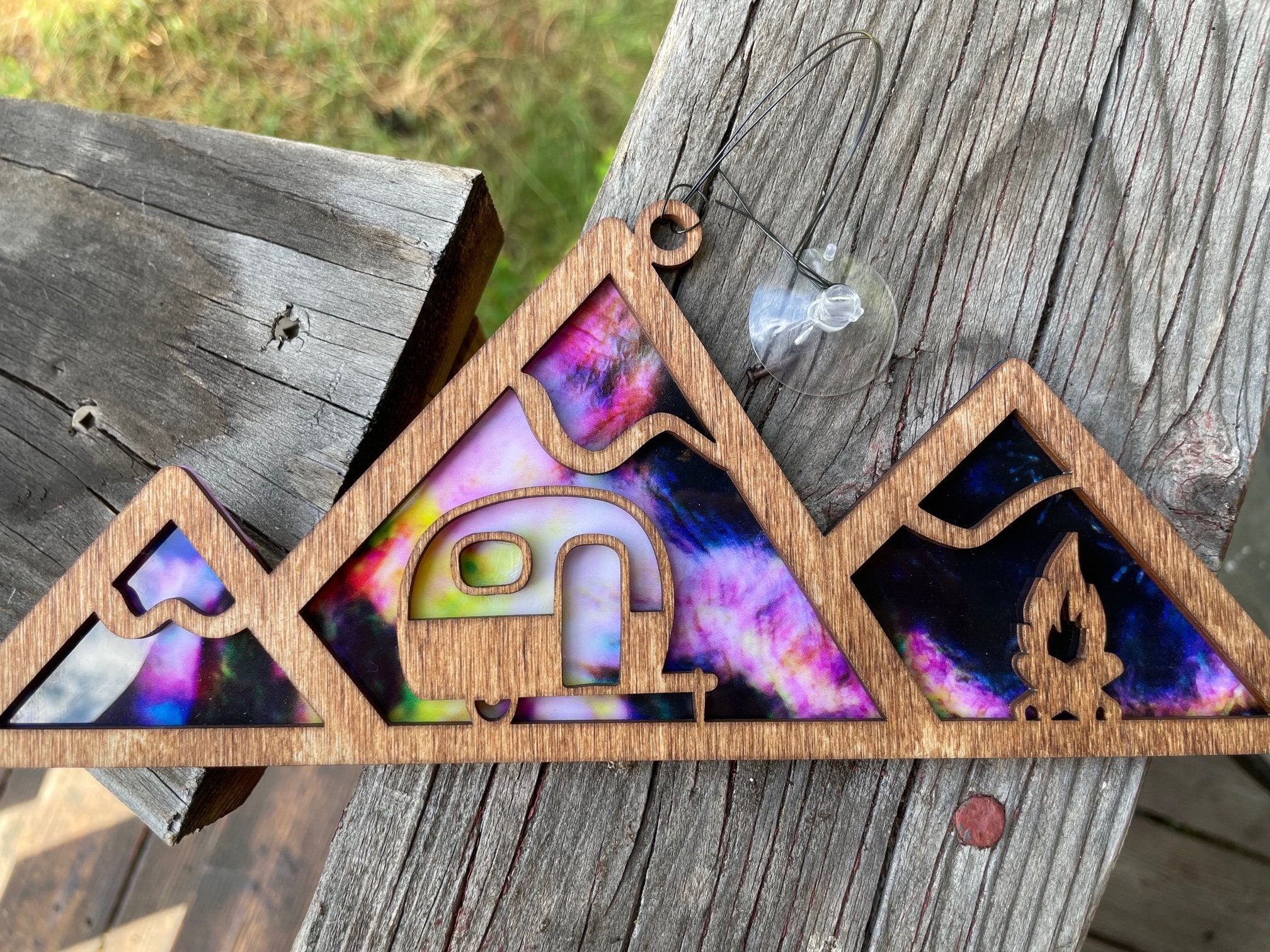 Camper Mountain Suncatcher, Laser SVG, Cut File, Files