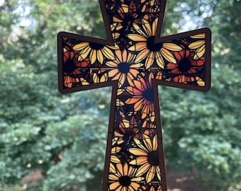 Cross Suncatcher, Laser SVG, Cut File, Glowforge Files, Suncatcher SVG File