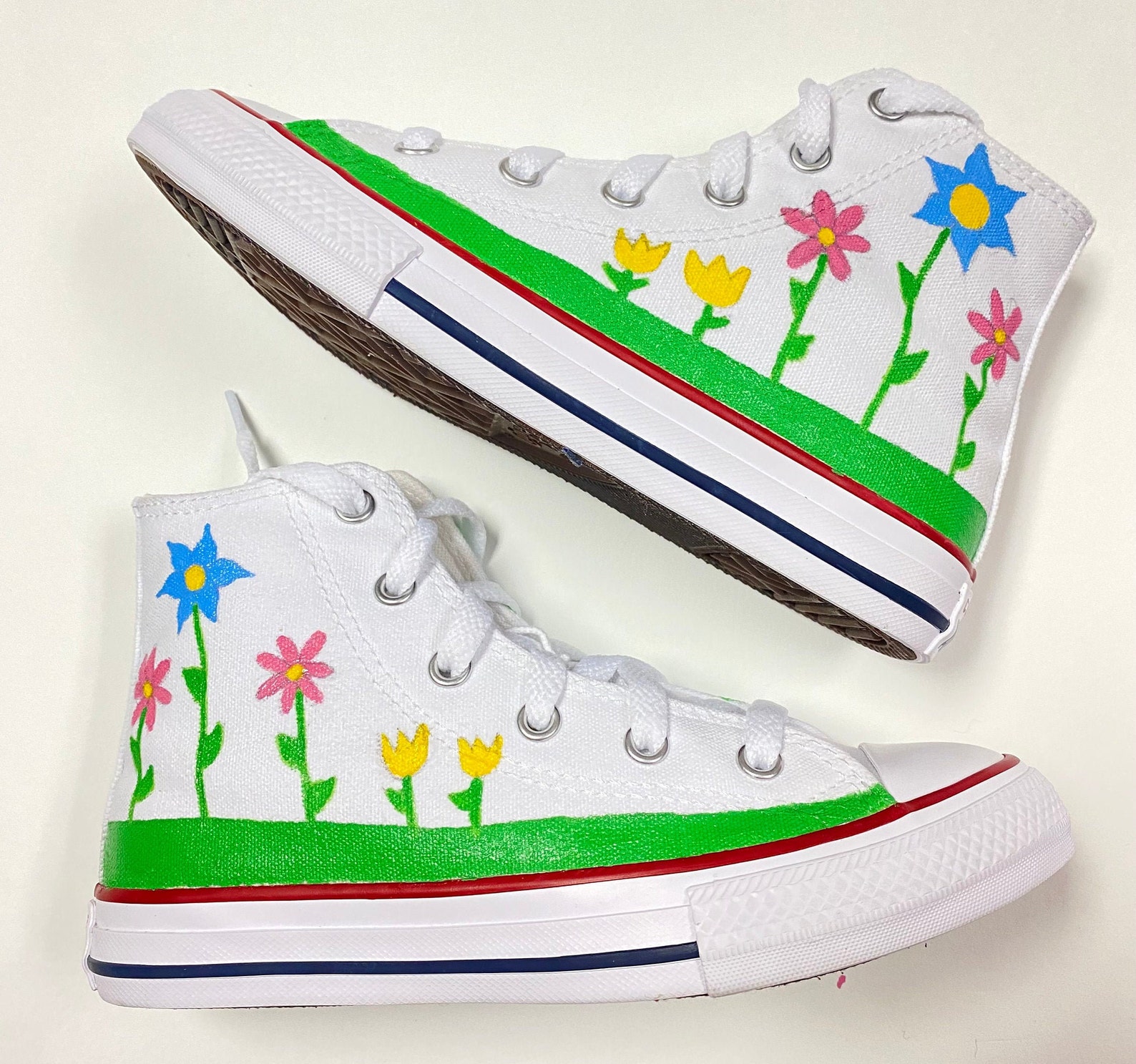 Hand Painted Garden Flower Shoes Etsy