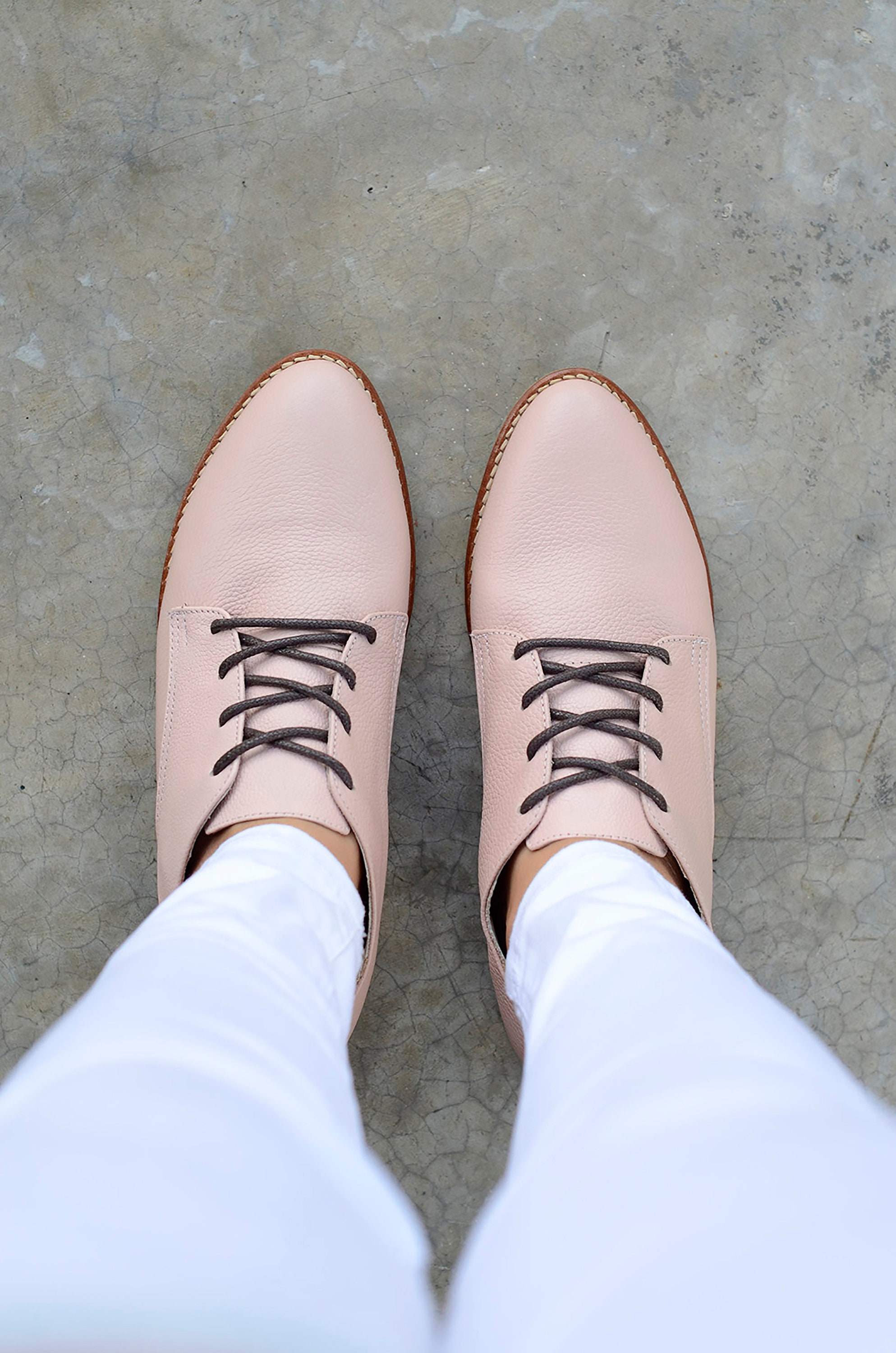 Light Pink Color Classic Oxford Shoes Unique design Made in | Etsy