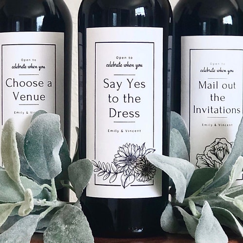 Wine Bottle Labels for Wedding Planning Engagement Gift for Etsy