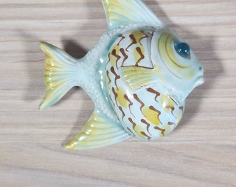 Original par Robert émaillé ange poisson broche jaune signé bijoux vintage