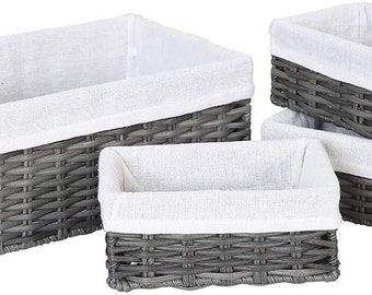 Storage Baskets Set Woven Decorative Organizing Nesting Baskets for Bedroom