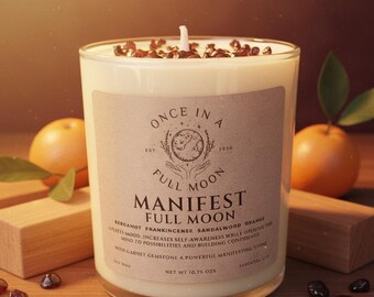 Manifest Full Moon Soy Wax Scented with Essential Oil Tin or Glass