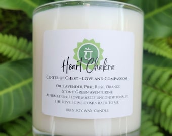 Heart Chakra - Lavender, Pine, Rose, Orange Soy Wax Candle