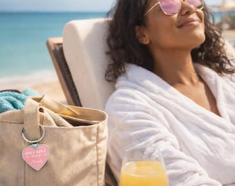 Self Love Club Heart Keychain Personalized Pink Gift