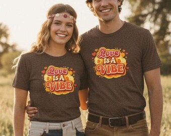 Love Is a Vibe Retro Heart Sunburst T-Shirt
