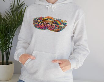 Groovy Feeling Hoodie Retro 70s Floral Psychedelic Sweatshirt