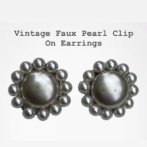 Vintage Faux Pearl Clip On Earrings