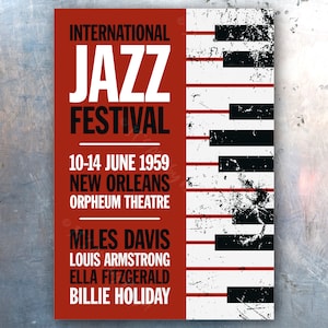 New Orleans International Jazz Festival Poster A4 / A3 | Vintage Musik Kunstdrucke | Jazz Themen Geschenke für Musikliebhaber | Jazz Konzert Poster