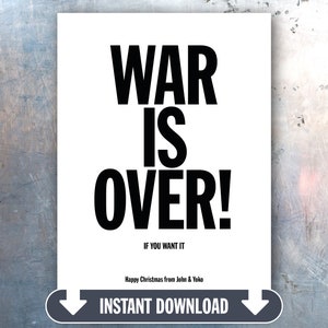 John Lennnon War Is Over Digital Download Poster | The Beatles Prints | Wall Art | John & Yoko Ono | Printable Art Work | Music Themed Gifts