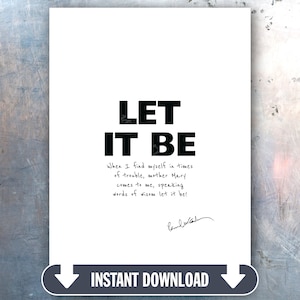 The Beatles Let It Be Digital Download Poster | The Beatles Prints | Wall Art | John & Yoko Ono | Printable Art Work | Music Themed Gifts