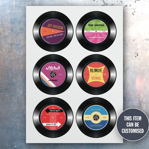 Personalisierter Retro Vinyl Schallplatten Kunstdruck A4 / A3 Portrait | Fügen Sie Ihre Lieblingslieder / Alben Poster | Geschenk für Boho Musikliebhaber