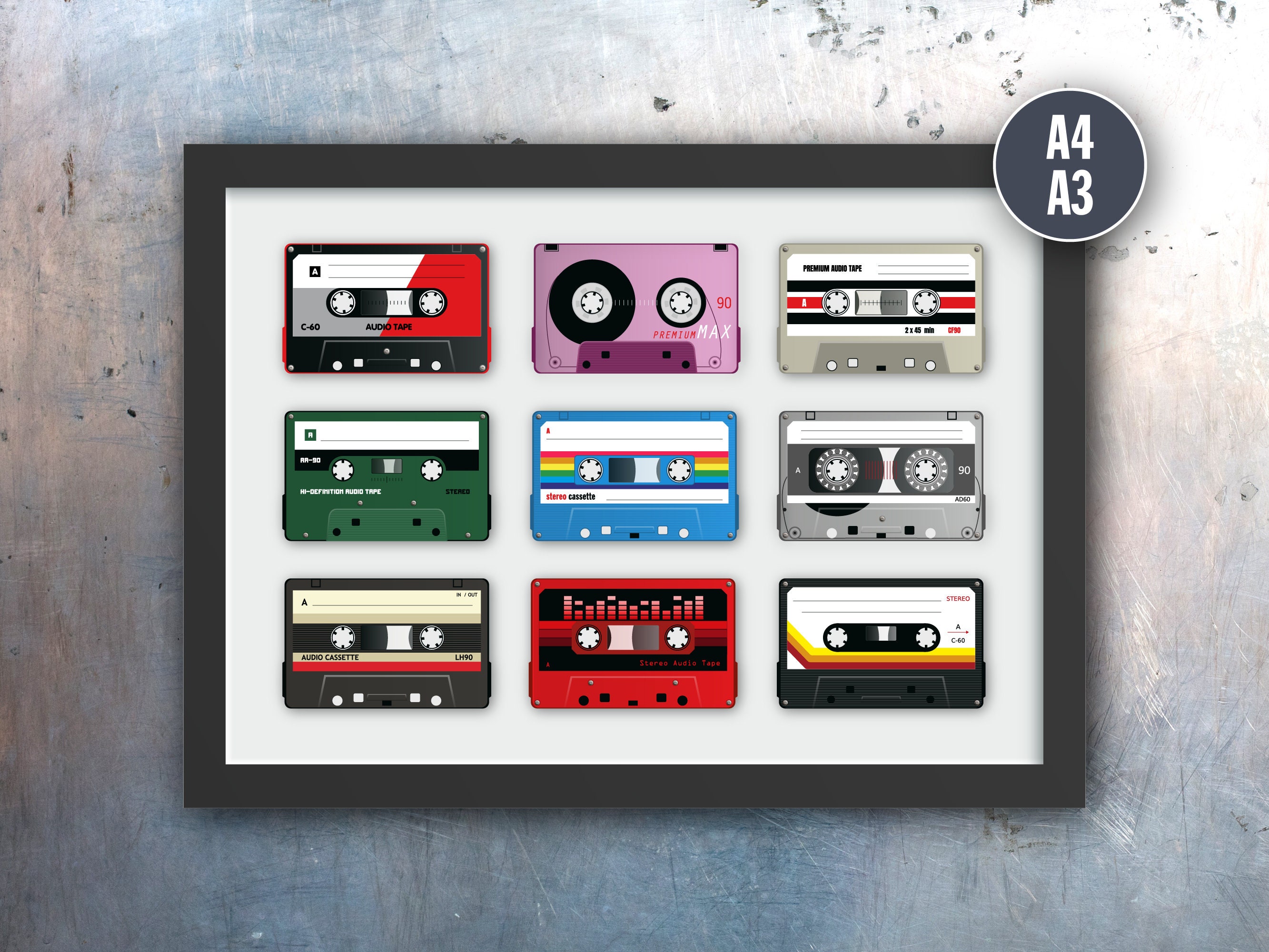 Customised Cassette Tapes Art Print 80s 90s Music Lover Etsy