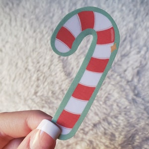 Candy Cane With Bow Sticker