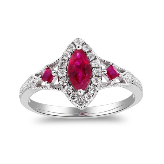 Diamond engagement ring with ruby accents 001-140-00208 | The Ring Austin |  Round Rock, TX