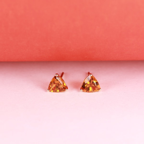 Classic Citrine  14K Yellow Gold Trillion Cut Earring "by The Loupe Club".