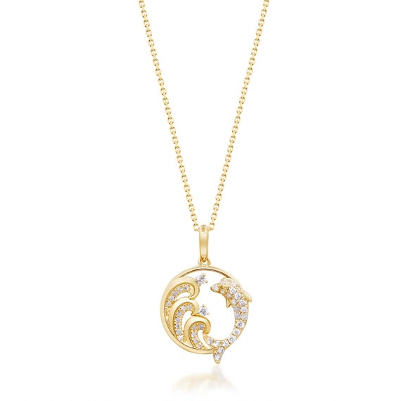 14k Yellow Gold Dolphin Jumping In Wave Ring 14k Yellow Gold Dolphin Jumping In Wave Ring