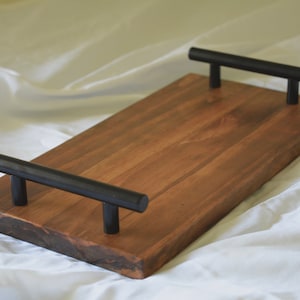 Small Wood Tray with Handles, Bedside Tray, Perfume Valet Tray, Serving Tray, Wooden Dresser Tray, Housewarming, Christmas Gift, Vanity Tray
