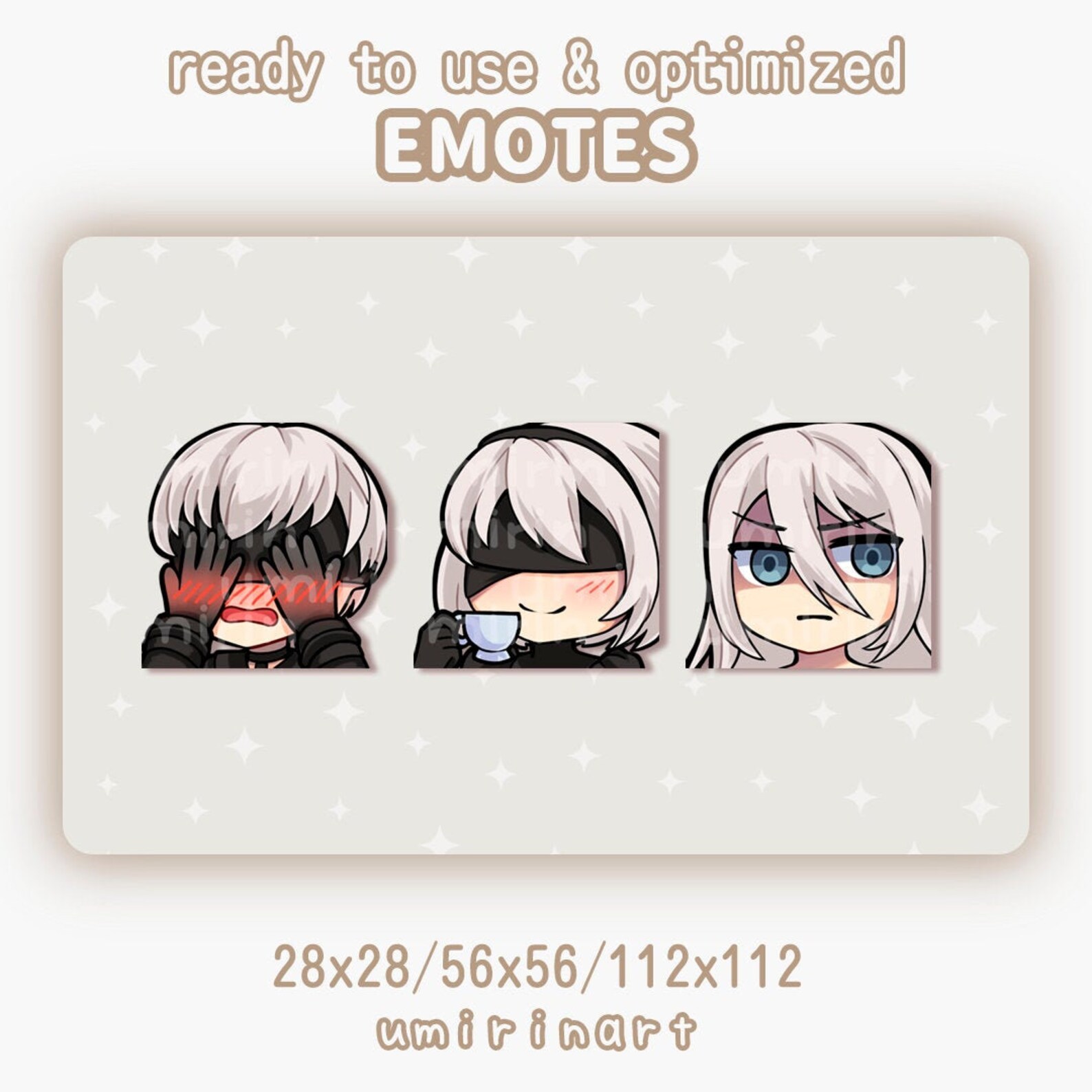 NieR Automata Twitch Discord emotes 2B 9S A2 Etsy