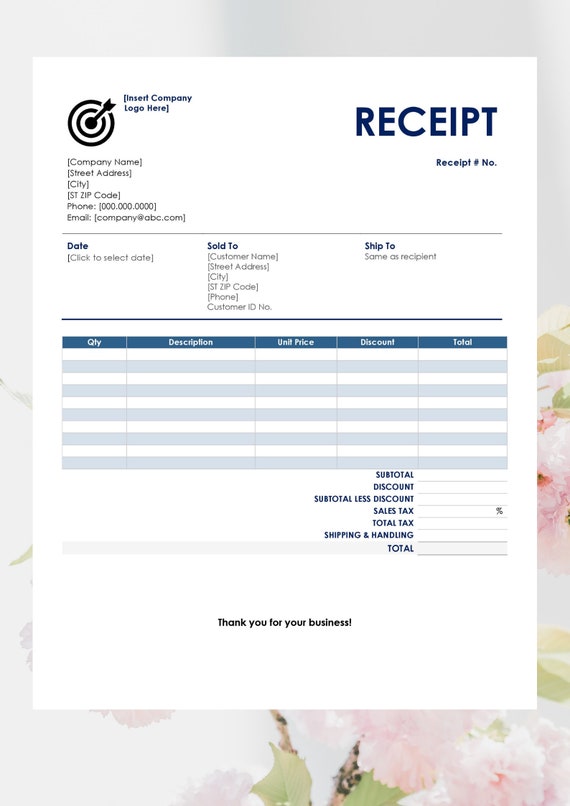 printable receipt template invoice template word instant