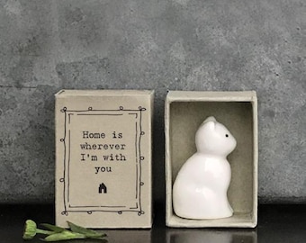 Gato sentado de porcelana blanca del este de la India