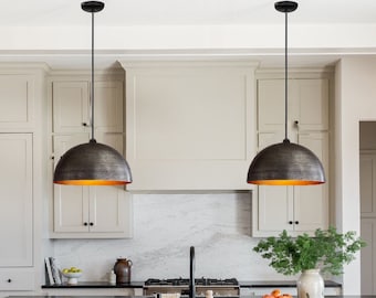 Set of 2 Brass pendant light for kitchen island hanging lamp ,light fixture