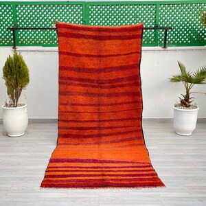 Moroccan Rug, Orange Rug, Abstract rug , Berber Rug, vintage rug image 1