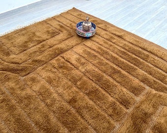 Handmade Brown Beni Ourain Rug: Custom Moroccan Wool Rug