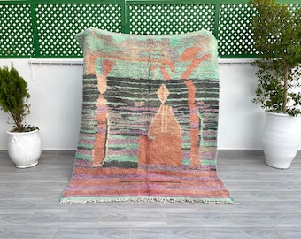 Abstract Boujaad Berber Rug: Handmade Wool Area Carpet (7/9.5ft)