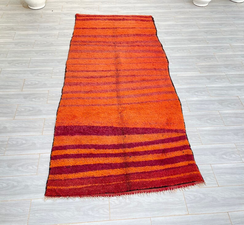 Moroccan Rug, Orange Rug, Abstract rug , Berber Rug, vintage rug image 4