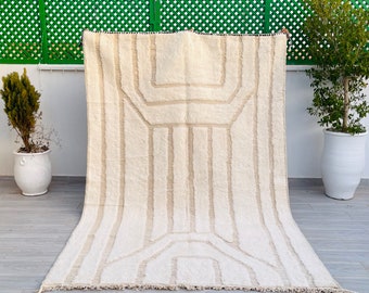 Handgeknoopt wollen Beni Ourain vloerkleed: authentiek Marokkaans decor (10 x 6,6 ft)