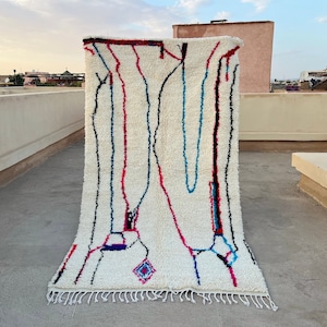 Handmade Beni Ourain Rug: Abstract Colorful Moroccan Wool Rug