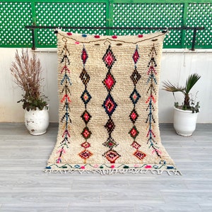 Handmade Beni Ourain Rug: Abstract Colorful Moroccan Rug