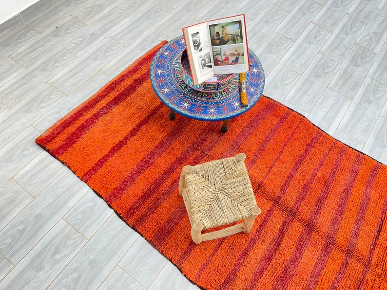Moroccan Rug, Orange Rug, Abstract rug , Berber Rug, vintage rug image 3