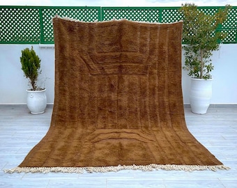 Custom Brown Beni Ourain Rug: Hand-Knotted Moroccan Wool Rug