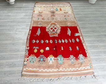 Abstract Moroccan rug, Area Berber rug, colorful wool carpet
